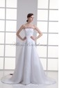 Satin Strapless A-line Chapel Train Embroidered Wedding Dress