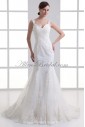 Satin and Lace Straps Neckline Mermaid Sweep Train Embroidered Wedding Dress