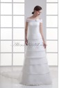 Organza Off-the-Shoulder Neckline A-line Floor Length Wedding Dress