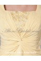 Chiffon Square Neckline Mini Column Mother Of The Bride Dress with Ruffle and Cap-Sleeves