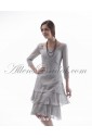 Chiffon Scoop Neckline Knee-Length A-line Mother Of The Bride Dress with Three-quarter Sleeves