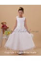 Satin and Organza Jewel Neckline Ankle-Length Ball Gown Flower Girl Dress