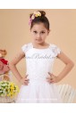 Satin and Organza Jewel Neckline Floor Length A-Line Flower Girl Dress with Embroidered 