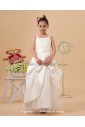 Satin Straps Neckline Ankle-Length Ball Gown Flower Girl Dress with Embroidered