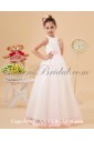 Organza Jewel Neckline Ankle-Length A-Line Flower Girl Dress with Embroidered 