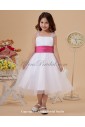 Organza Straps Neckline Knee-Length Ball Gown Flower Girl Dress with Ruffle