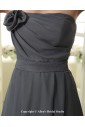 Chiffon Strapless Knee-Length Column Bridesmaid Dress with Handmade Flower