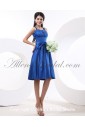 Satin Straps Knee-Length A-line Bridesmaid Dress with Pleated