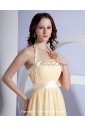 Chiffon Halter Neckline Knee-Length A-line Bridesmaid Dress with 