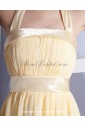 Chiffon Halter Neckline Knee-Length A-line Bridesmaid Dress with 