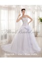 Organza and Charmeuse Sweetheart Chapel Train A-Line Wedding Dress with Embroidered