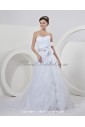 Satin Sweetheart Neckline Chapel Train A-Line Wedding Dress with Flower and Sequins