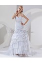 Taffeta Sweetheart Court Train A-Line Wedding Dress with Ruched Flower