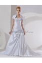 Satin Sweetheart Neckline Court Train A-Line Wedding Dress with Beading and Jacket
