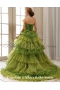 Organza Strapless Court Train A-Line Wedding Dress with Ruffle Bow