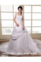 Satin Straps Cathedral Train A-Line Wedding Dress with Embroidered