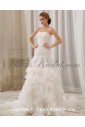 Organza and Stain Strapless Semi-Cathedral Train Mermaid Wedding Dress with Embroidered 