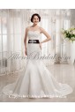 Satin Sweetheart Chapel Train Mermaid Wedding Dress with Embroidered 