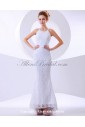 Lace Halter Neckline Ankle-Length Sheath Wedding Dress