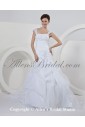 Satin and Organza Straps Court Train Ball Gown Wedding Dress with Embroidered