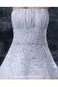 Satin Strapless Floor Length Ball Gown Wedding Dress with Beaded and Ruffle
