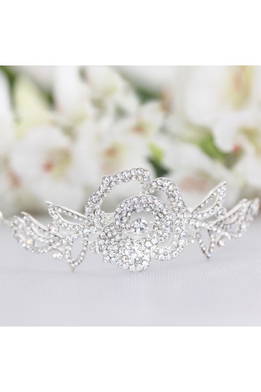 Fashion Alloy Flower with Zircon and Rhinestones Wedding Tiara
