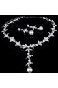 Fashion Wedding Jewelry Set - Rhinestones and Pearls Necklace,Earrings