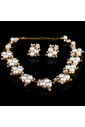 Gorgeous Wedding Jewelry Set,Rhinestones and Pearls with Alloy Plated Earrings and Necklace