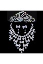 Beauitful Alloy Wedding Bridal Jewelry Set with Color-Rhinestones Earrings,Tiara and Necklace