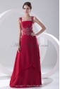 Chiffon Straps A-line Floor Length Embroidered Prom Dress