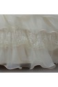Organza V-neck Floor Length Ball Gown with Handmade Flowers