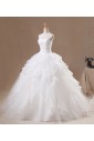 Satin Square Neckline Floor Length Ball Gown with Crystal