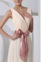Organza V-neck Short A-line Dress with Bow