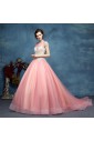 Ball Gown High Neck Tulle Evening / Prom Dress with Beading