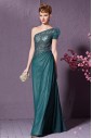 One Shoulder Floor-length Sleeveless Satin Formal Prom / Evening Dress