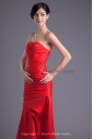 Satin Sweetheart Neckline A-line Sweep Train Gathered Ruched Prom Dress