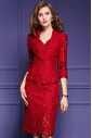 Lace Sheath / Column 3/4 Length Sleeve Mother of the Bride Dress