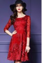 Tulle Knee-length 3/4 Length Sleeve Scoop Embroidery Mother of the Bride Dress