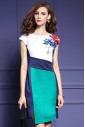 Sheath / Column Asymmetrical Knee-length Short Sleeve Scoop Ruched Mother of the Bride Dress