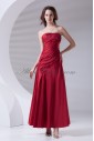 Taffeta Strapless Neckline A-line Ankle-Length Crisscross Ruched Prom Dress