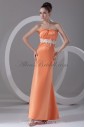 Satin Strapless Neckline Ankle-Length Column Embroidered Prom Dress
