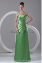 Satin Strapless Neckline Floor Length A-line Directionally Ruched Prom Dress