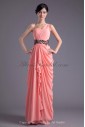 Chiffon One-Shoulder Neckline Column Floor Length Sequins Prom Dress