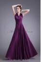 Satin V-neck Neckline Floor Length A-line Prom Dress