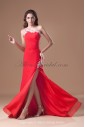 Chiffon One-shoulder Sweep Train Sheath Prom Dress with Embroidered