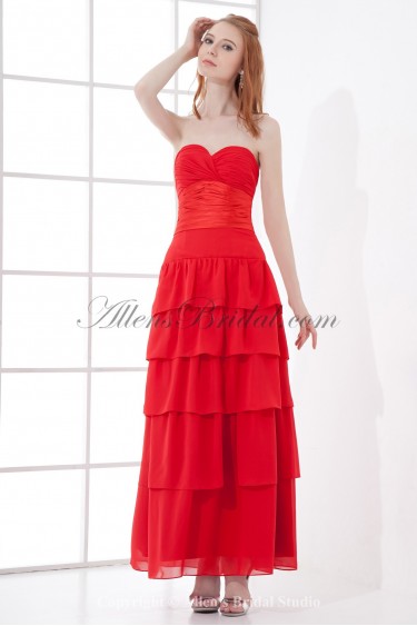 Chiffon Sweetheart Sheath Ankle-Length Ruched Prom Dress