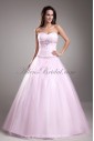 Satin and tulle Sweetheart Floor Length Ball Gown Crystals Prom Dress