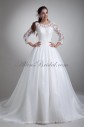 Organza Bateau Neckline Chapel Train Ball Gown Three-quarter Sleeves Wedding Dress with Jacket