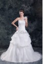 Organza One-Shoulder Neckline Sweep Train Ball Gown Feather Wedding Dress