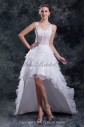 Organza V-Neck Asymmetrical A-line Embroidered Wedding Dress
